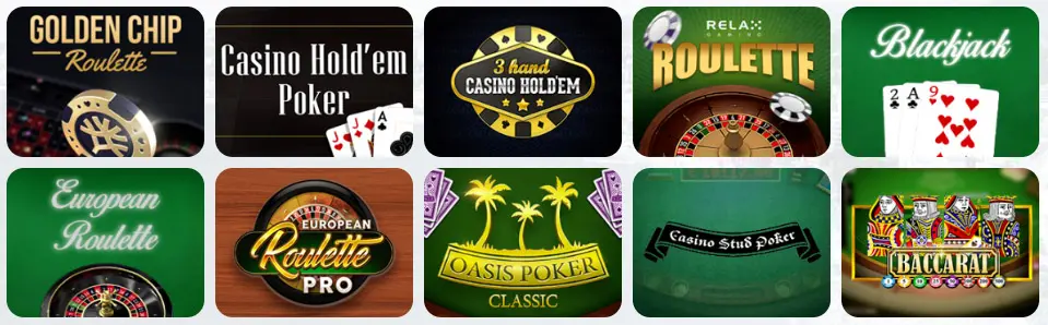 Jeux de table au Cas2Bet Casino